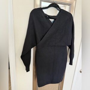 Super Cute Ribbed Black sweater wrap dress with long sleeves. Mid thigh. Sz M